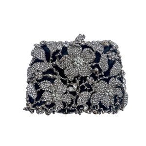Vintage Floral Crystal Evening Bag